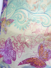 T-shirt Gaudi lunga fantasia tropicale e paillettes