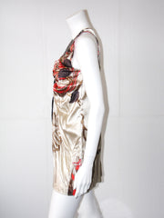Vestito donna KoraKor in raso fantasia stropicciato con paillettes