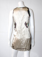 Vestito donna KoraKor in raso fantasia stropicciato con paillettes