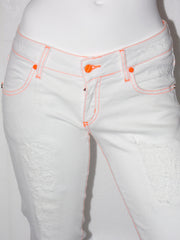 Jeans donna MET  stretch con cuciture in contrasto fluò