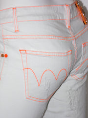 Jeans donna MET  stretch con cuciture in contrasto fluò