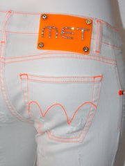 Jeans donna MET  stretch con cuciture in contrasto fluò