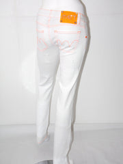 Jeans donna MET  stretch con cuciture in contrasto fluò