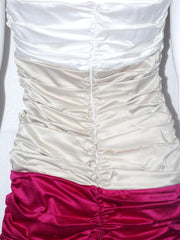 Vestito donna Guarapo Elegante in raso tutto drappeggiato stretch senza spalline