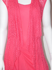 Vestito Donna MissMiss completo di cardigan smanicato in pizzo lunghezza assimmetrica