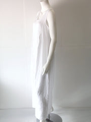 Vestito Donna Abitificio in lino maxi lungo smanicato con grandi pences