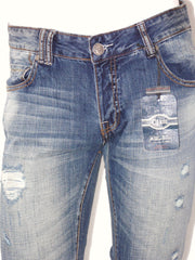 Jeans Uomo Gaudi 5 Tasche Denim Stone Washed con strappi Fit Slim