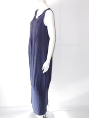 Vestito Donna Abitificio in lino maxi lungo smanicato con grandi pences