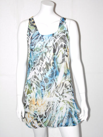 Vestito donna Fiori Chiari stampa fantasia optical in voual