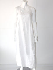 Vestito Donna Abitificio in lino maxi lungo smanicato con grandi pences