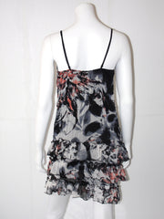 Vestito donna Guarapo in fantasia voual con balze in basso e spalline