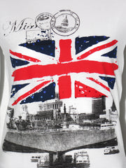 T-shirt MissMiss con stampabandiera inglese di paillettes