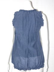 Top Donna Fiori Chiari scollato America con pences e arricciature sui bordi