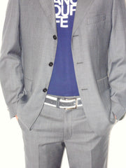 Vestito Completo Uomo Valditaro  3 bottoni micro gessato con impunture e rifiniture sartoriali  a mano