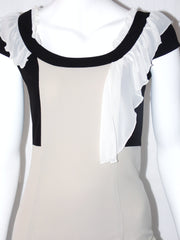 Vestito Donna MissMiss bicolore scollato Madonna manica ad aletta