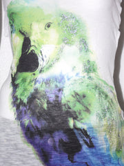 T-shirt Canotta MissMiss con stampa cocorita di paillettes