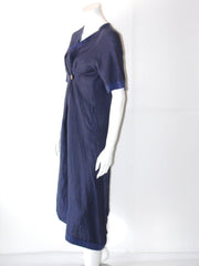 Vestito Donna Abitificio Maxi Lungo con bottone e grande pences sul davanti collo a v