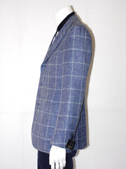 Giacca Uomo Valditaro rifiniture sartoriali blù melange con macro quadro