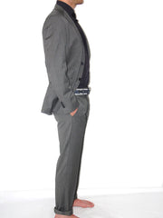 Vestito Uomo Alessandro Gilles 2 bottoni slim  Micro Pied De Poul  Nero Grigio