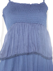 Top donna Fiori Chiari modello nido d'ape con balze e spalline