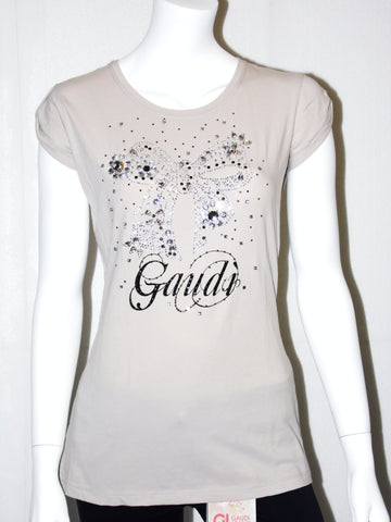 T-shirts Gaudi con fiocco tempestato di paillettes e Swarovski