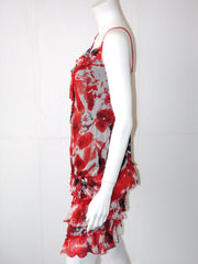 Vestito donna Guarapo in fantasia voual con balze in basso e spalline