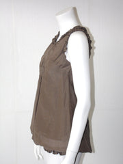 Top Donna Fiori Chiari scollato America con pences e arricciature sui bordi