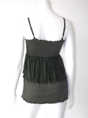 Top donna Fiori Chiari modello nido d'ape con balze e spalline
