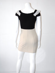 Vestito Donna MissMiss bicolore scollato Madonna manica ad aletta