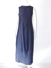 Vestito Donna Abitificio in lino maxi lungo smanicato con grandi pences
