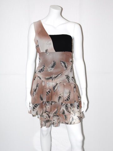 Vestito donna Guarapo monospalla in fantasia con balze voual