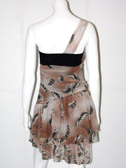 Vestito donna Guarapo monospalla in fantasia con balze voual