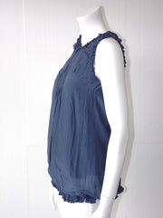 Top Donna Fiori Chiari scollato America con pences e arricciature sui bordi