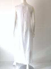Vestito Donna Abitificio in lino maxi lungo smanicato con grandi pences