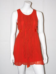 Vestito donna Guarapo smanicato con voulan sul davanti e cinturina in raso