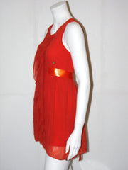 Vestito donna Guarapo smanicato con voulan sul davanti e cinturina in raso