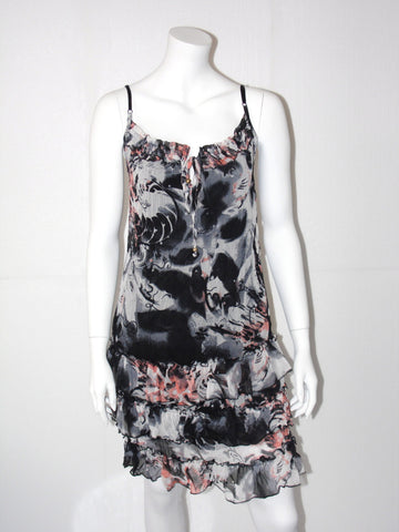 Vestito donna Guarapo in fantasia voual con balze in basso e spalline