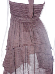 Vestito Donna MissMiss scollatura America con paillettes allacciato sul collo  e balze