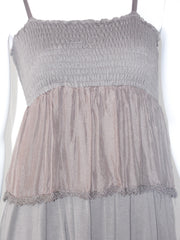 Top donna Fiori Chiari modello nido d'ape con balze e spalline