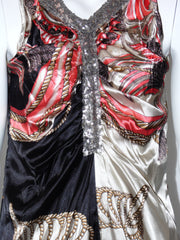 Vestito donna KoraKor in raso fantasia stropicciato con paillettes