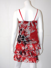 Vestito donna Guarapo in fantasia voual con balze in basso e spalline