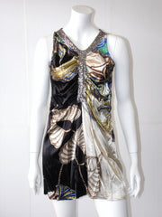 Vestito donna KoraKor in raso fantasia stropicciato con paillettes