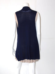 Maglia Cardigan Fiori Chiari smanicata con punte assimmetriche
