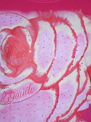 T-shirt Gaudi con stampa fantasia rosa tempestata di paillettes