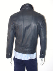 Giubbotto in pelle nappa OverPell con colletto zip e tasche sul davanti