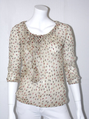 Camicia donna Fiori Chiari a pois collo a v con voulan