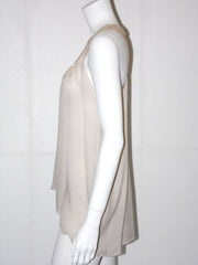 T-shirt Canotta MissMiss svasata in voual  con collo in pizzo a v