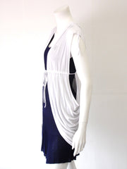 Maglia Cardigan AnimaGemella Smanicato con Drappeggi allacciato sul punto vita