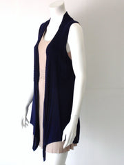 Maglia Cardigan Fiori Chiari smanicata con punte assimmetriche