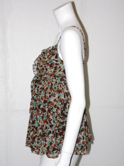 Top donna KoraKor in stampa fantasia fango con balze e voulan